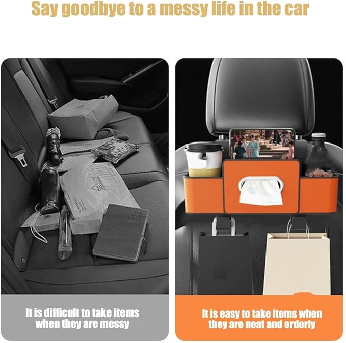 Car Organizers and Storage Box Behind Seat, Large Car Seat Back Organizer for Hold Phone, Drinks, Handbag, Universal Fit for Suv/Sedan (Black, 1pcs)