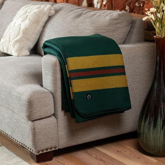 Arcturus Rainier Wool Blanket - Warm, Heavy, Washable, Bed Blanket | Great for Home & Camping (Fort Lava Canyon, King)