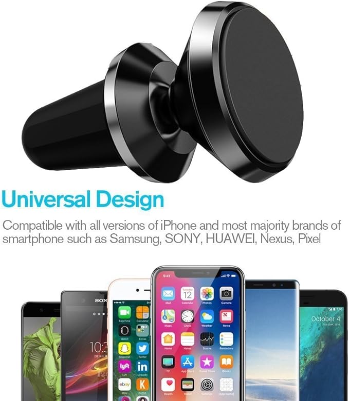 eTECH Magnetic Phone Car Mount Holder, Magnetic Mount Universal Air Vent (Black)