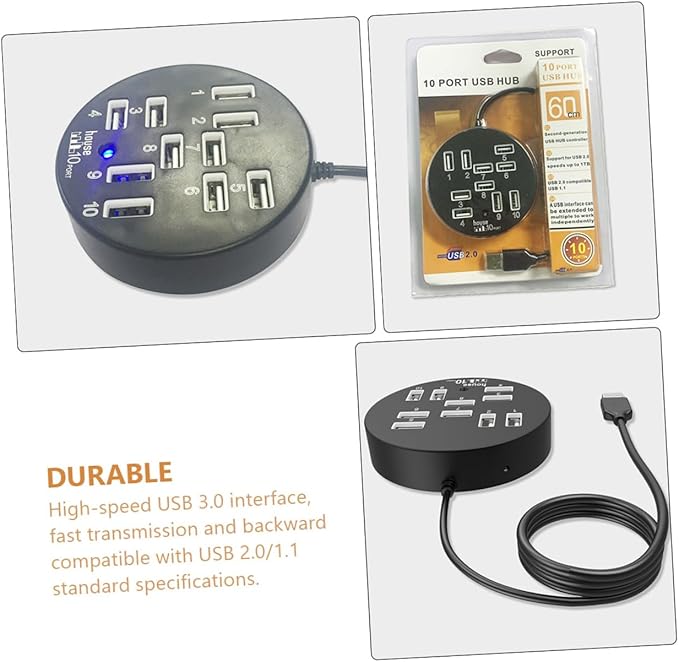 Kisangel USB USB Hub Expander Multi-Port Splitter for Laptop High-Speed Data Transfer Compatible with Flash Drives Keyboards Mice External Hard Drives
