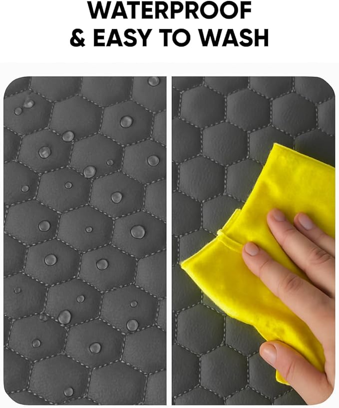 Owleys Set Seat Back Organizer & Car Seat Protector Hexy Waterproof & Non-Slip Protector for Child Car Cushion for Leather and Fabric Seats (Gray)