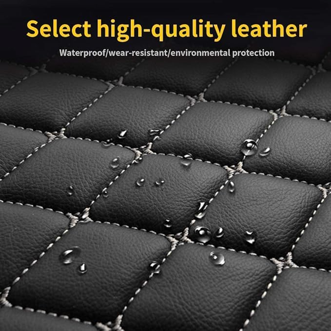 Custom Making Car Floor Mats for 90% Car Model Luxury Leather All Weather Waterproof Anti-Skid Full Coverage Liners (Coffee and Blue)