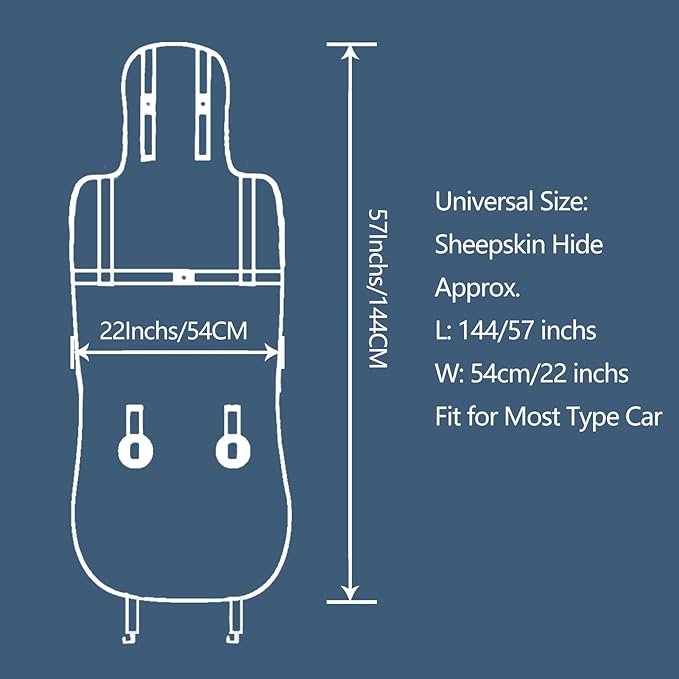 OGLAND Fluffy Sheepskin Car Seat Cover-Fuzzy Fur Auto Cushion for Universal Automotive Protector(Wolf Tipped, 1 Pcs Front Seat Cover)