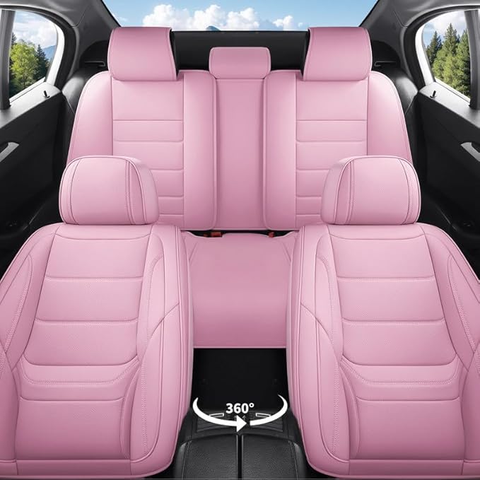 Car Seat Covers Full Set Custom Fit for Chevy Trax 2015-2025 - Premium Leather with Lumbar Support, Breathable, Anti-Slip & Excellent Seating Experience (Pink, Full Set)