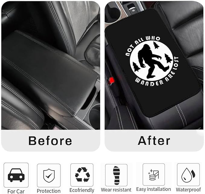 Wolf Vehicle Center Console Armrest Cover Pad,Wolf Car Accessories Soft Middle Console Cushion Pad,Auto Arm Rest Mat Decor Wolfs Gifts for Women Men Dad for Most Vehicle SUV Truck