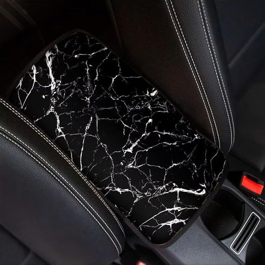 Coldinair Black Marble Print Universal Car Center Console Pad Soft Armrest Protector Cover Fit for Most Vehicle,SUV,Truck,Car Interior Accessories Decor