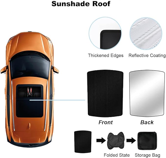 Car Sunroof Compatible with Tiguan 2016-2010 5-Door SUV, Foldable Glass Roof Sunshade with Storage Bag, Sunshade Roof Heat Insulation Sun Protection Roof Sunshade Interior