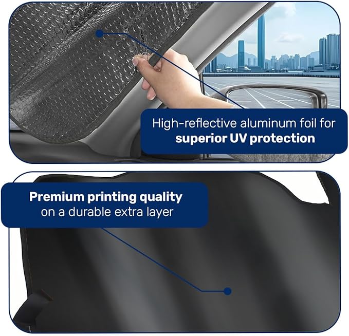 GENANY Balck Windshield Sun Shade for Electric Vehicle (59x37 Inches), Sun Shade Windshield, Shades for Front Windows, Sunshade for Car Windshield, Xmas Auto Gift, Car Decor