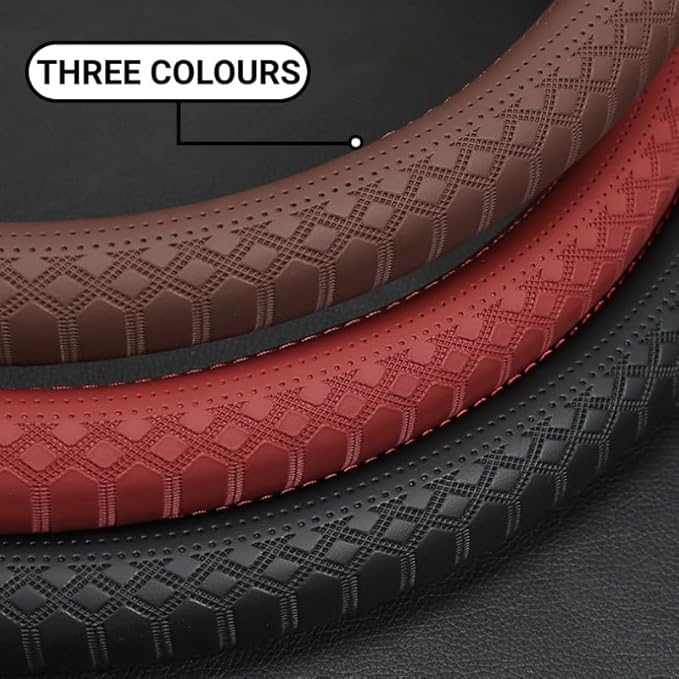 Wood Car Steering Wheel Cover Rubber Inner Ring All Car Universal Four Seasons Universal Thin Fiber Leather Anti-Slip 16 17 18 19inch for Truck (19inch, red)