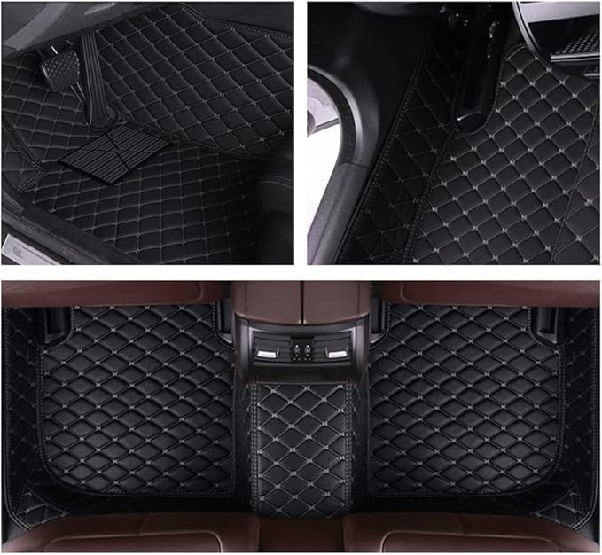 MELKEN Custom Fit Leather Car Floor Mats for 95% of Cars Full Coverage Floor Liners Car Mats (Purple & Black)