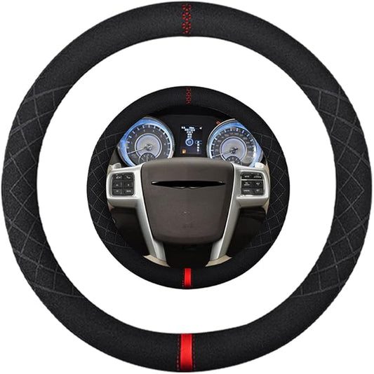 Suede Steering Wheel Cover,Compatible with Chrysler 200/300 Sebring Town&Country SuedeLeather Sport Non-Slip Wheel Cover Car Interior Accessories 15 inch for Man and Women