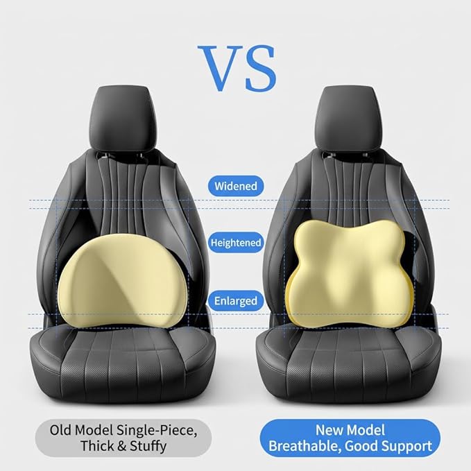 Car Headrest Pillow & Lumbar for Audi Q4 Sportback e-tron SUV 2021 2022 2023 2024 2025, Car Seat Neck Pillow Back Support, Breathable All-Season Automotive Seat Cushions, 2PCS,D Dual Yellow