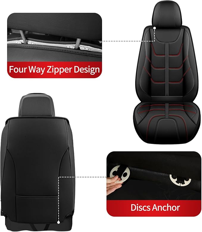 TTX LIGHTING Car Seat Covers fit for Nissan Rogue 2009-2026 Full Set: Premium Leather Automotive Seat Cover with Airbag Compatible Waterproof (5 Seats, Redline)