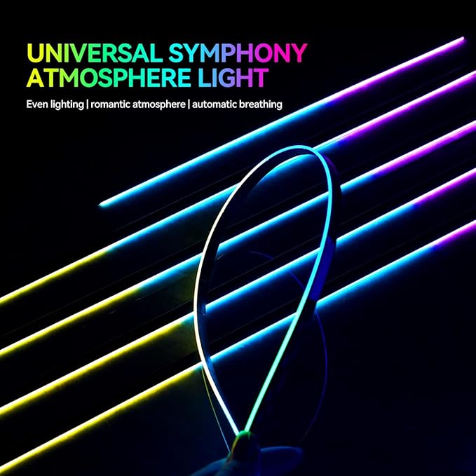 Dreamcolor Acrylic Interior Car LED Strip Lights, Car Ambient Lighting Kit with APP Control, Decorative Lights with Dynamic Chasing Sync to Music, RGB Neon Lighting (18 in 1)
