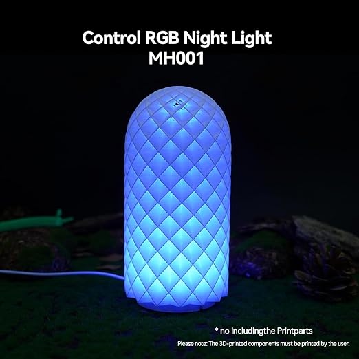 2PCS Remote Control RGB LED Lamp Kit 001 with Power Off Color Storage for Bambu Lab H2D/X1/P1P/A1 Includes Button Battery Makerworld 3D Printed DIY Hardware Model Spare Parts 5V USB Powered