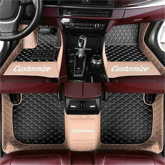 Custom Car Mats All Weather Fit Automotive Floor Mats PU Leather Protector Mat for Most Sedan, SUV, Truck Floor Mats (Black and Beige)