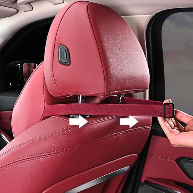 for Chevy Silverado 2007 2008 2009 2010 2011 2012 2013 Leather Car Seat Headrest Lumbar Cushion, Lumbar Support Pillow for Car,for Driving Traveling Relieving Neck Fatigue,3-D Red
