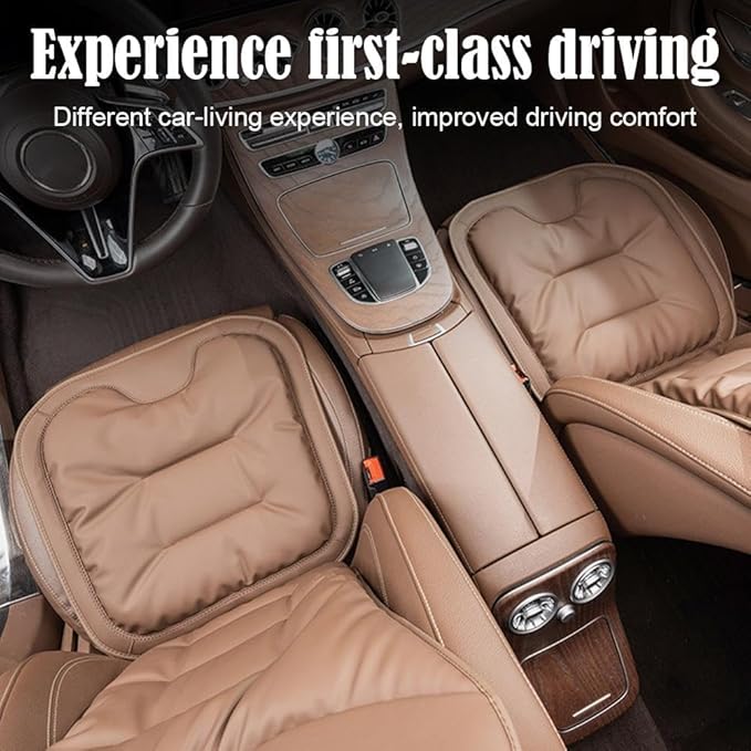 Skin-Friendly & Dirt-Repellent Leather Seat Cushions, 2026 Car Seat Cushion for Driving, 1.57" Thick Comfort Seat Protector, Universal Non-Slip Memory Foam Pad for Car (White, Front Seat Cushion)