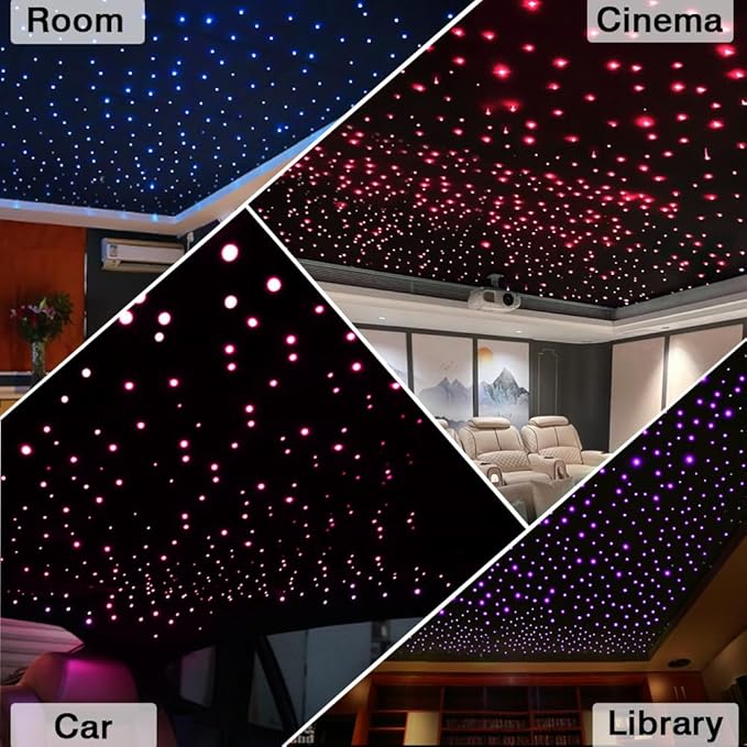 FIREWORK Starlight Headliner Kit, Fiber Optic Lights 10W RGBW Twinkle+Music Effect+APP+Remote, Mixed Diameter Fibers 360pcs of 9.8ft/3m (0.03+0.04+0.06in) for Star Lights for Car/EV & Home Ceiling