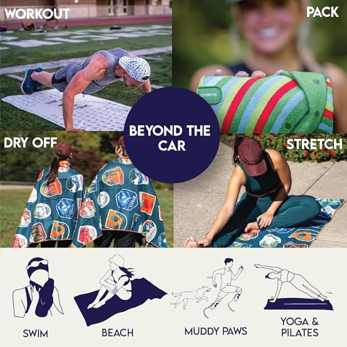 Sprints Athletic Running Towel, Full-Sized, Car Seat Cover - Performance Microfiber (Moonrise in Maui)