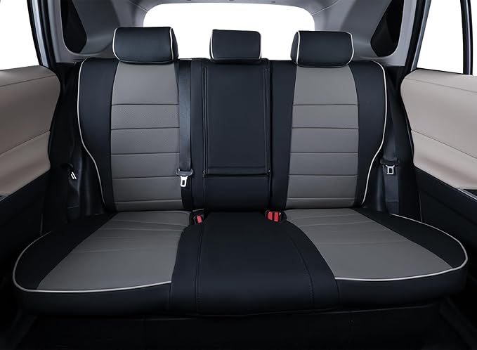 EKR Rav4 Seat Covers Custom Fit for Toyota Rav4 (Hybrid) SE/XSE & (PHEV) GR Sport 2026,Waterproof Car Seat Cover Full Set for SUV,Factory-Style Interior Upgrade,Faux Leather(Black/Gray)