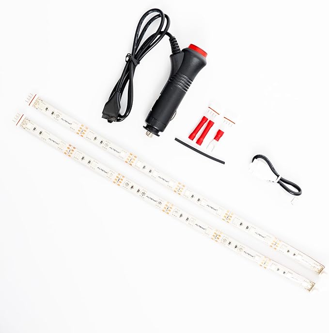 Alpena MAX LED Light Strip Starter Kit – EZ-Link Modular 12V Plug-and-Play Lighting for Cars & Trucks, Interior/Exterior Stick-On Light Strips, 2×12” Weatherproof Strips, Purple