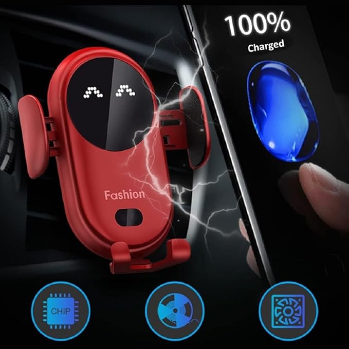 Smart Car Wireless Charger Phone Holder, Smart Sensor Car Wireless Charger, Fashion Car Charger (Black)