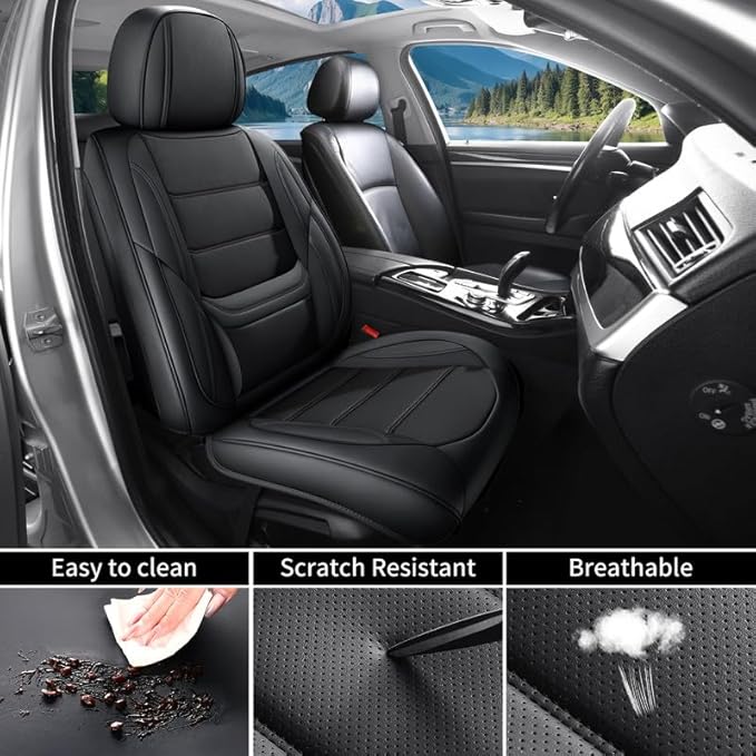 Car Seat Covers Custom Fit for Chevrolet/Chevy Bolt 2016-2026, Premium Faux Leather Waterproof Car Seat Protectors with Lumbar Support, Breathable Anti-Slip Easy to Install(Black,Full Set)