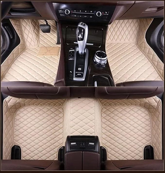 MELKEN Custom Fit Leather Car Floor Mats for 95% of Cars Full Coverage Floor Liners Car Mats (Beige)