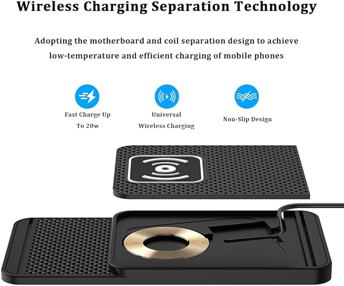 Wireless Charging Pad for Car for BMW X3 F25 2011-Present, 20W Fast Wireless Car Charger Pad Type-C/USB Non-Slip Phone Charging Mat,A 30cm Cable Type-C Plug