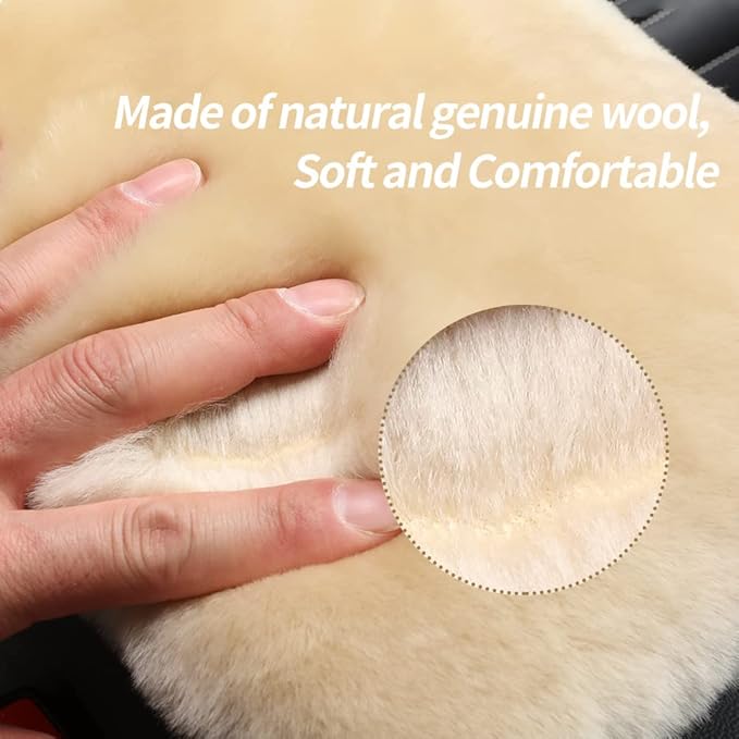 Sheepskin Armrest Cover Auto Center Armrest Cover Car Soft Console Pad, Fluffy Wool Auto Center Console Cover for Most Car Arm Rest Decoration Protector 7 x 13 Inch (Shearling, Light Gray)