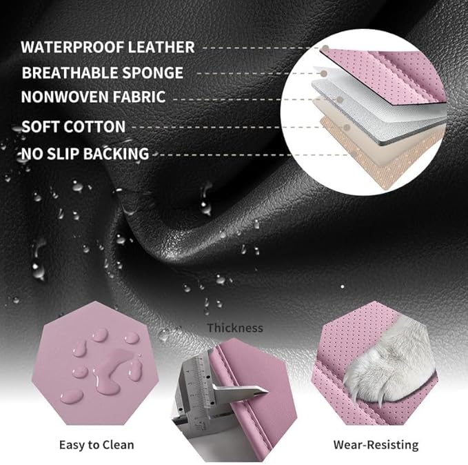 Car Seat Covers Full Set Fit for Buick Envista 2024-2026, Premium Faux Leather Waterproof Car Seat Protectors with Lumbar Support, Breathable Anti-Slip Easy to Install(Pink,Full Set)