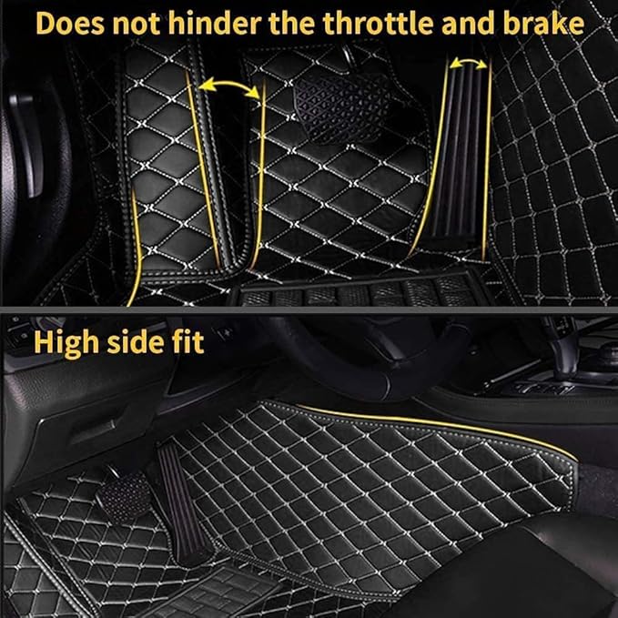 Custom Car Floor Mat Compatible with 97% Car Models Luxury Leather All Weather Waterproof Anti-Skid Full Coverage Car Mats (Wine)