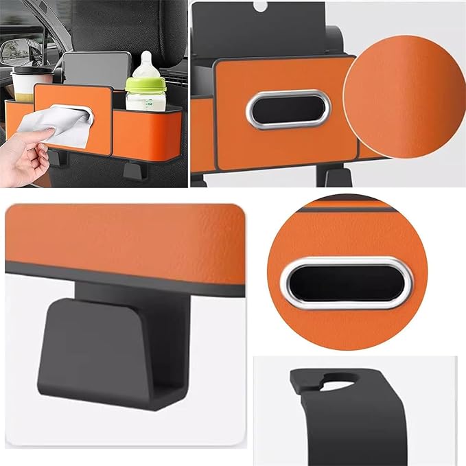Car Organizers and Storage Box Behind Seat, Car Organizer Back of Seat, 4 in 1 Multifunctional Cars Organizer, For Snacks, Drinks, Bag Hook, Keep Tidy & Organized (Black)