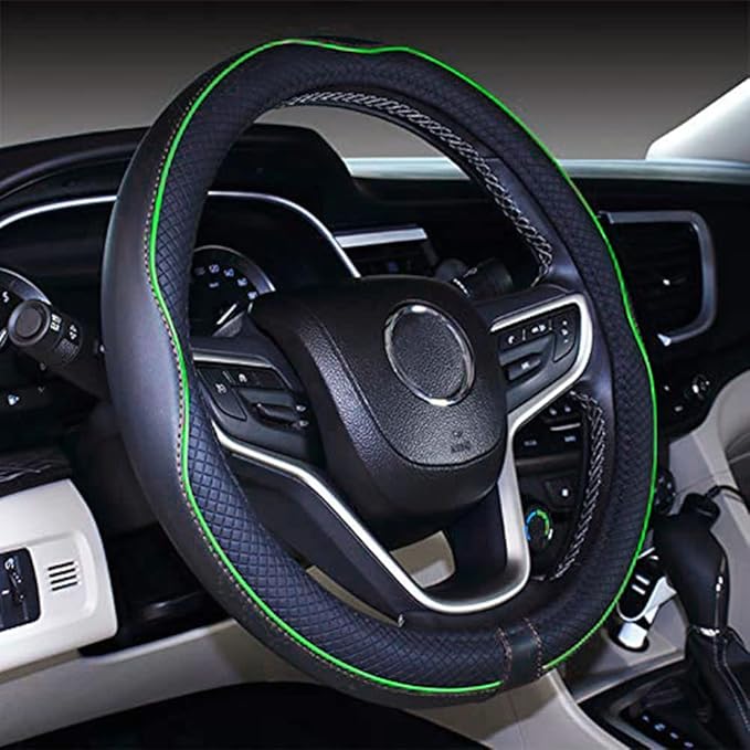Mayco Bell Small Size Steering Wheel Cover Anti-Slip,Safety,Soft,Breathable,Durable,Full Surround,Comfortable Grip Microfiber Leather (14-14.25 inch, Green)