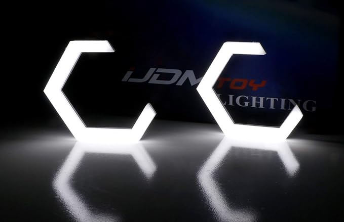 iJDMTOY 7000K Xenon White Hexagon Shape LED Angel Eyes Halo Ring Lighting Kit Compatible with Light Retrofit DIY