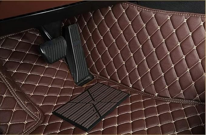 Car Floor Mats for 99% Cars, Trucks and SUVs Full Coverage Pads Protection Non-Slip Leather Floor Liners (Black/Red)