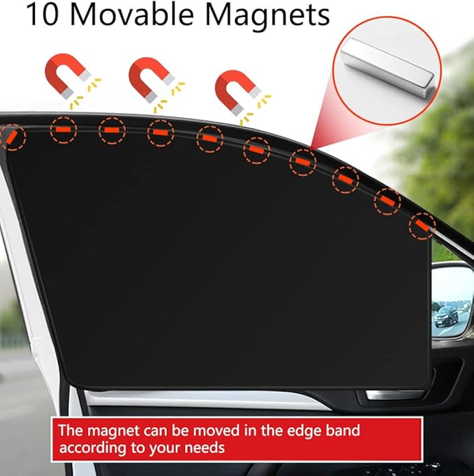 Car Side Window Sun Shades, Window Sunshades Privacy Curtains, 100% Block Light for Breastfeeding, Taking a nap, Changing Clothes, Camping (Back Seat 2pcs)