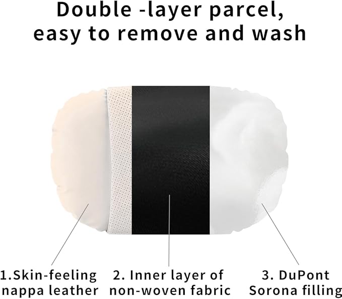 Car Headrest & Lumbar Support Set,Premium Skin-Feeling Napa Leather Soft and Comfortable Headrest,Car Seat Headrest Pillow Waist Support Car Interior Accessories for Driving Home Office