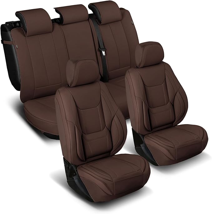 Coverland Custom Fit Car Seat Covers for SUV Compatible with [2024-2026 X2, 2020-2025 Defender 110] Premium Water Resistant Leather Non-Slip Interior Protector [Full Set Dark Brown - Size Chart X59]