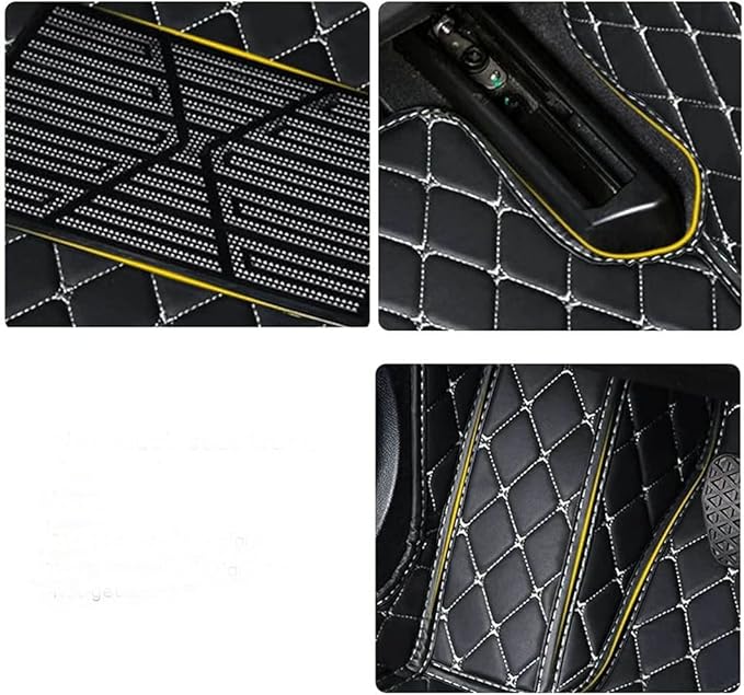 Car Floor Mats Automotive Floor Mats Vehicle Specific All Weather Protection Custom Compatible with Most of 98% Cars SUVs (Black with White bar)