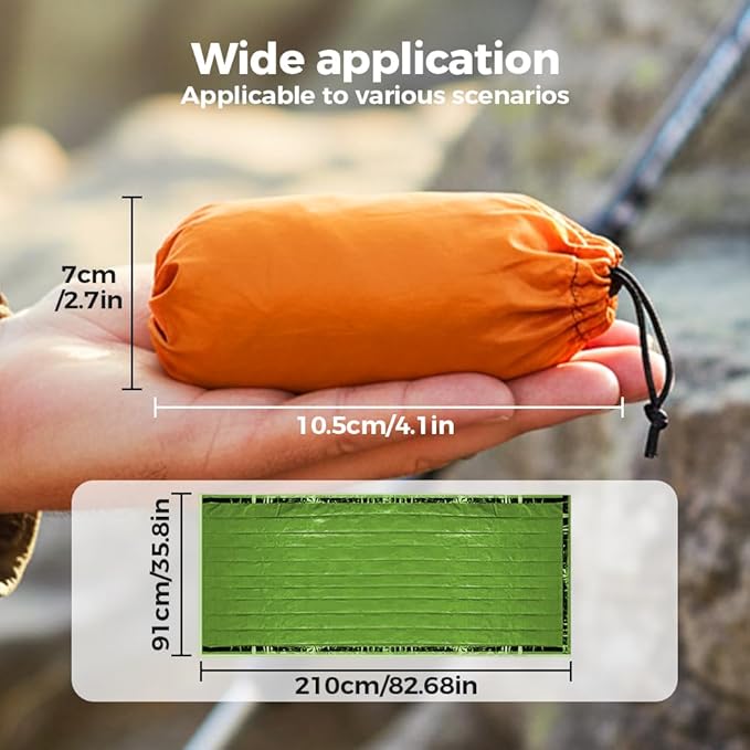 2026 New Blanket, Emergency Sleeping Bag for Survival, Blanket with Emergency Whistle Waterproof, Compact Lightweight, Emergency Mat for Survival Kit Car Camping Gear Hiking Go (Orange*2)