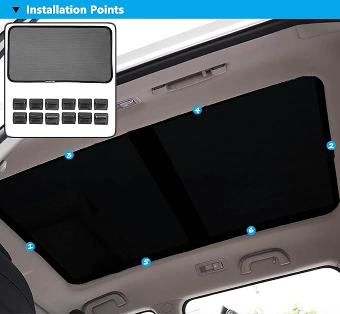 Car Sunroof Compatible with Tiguan 2023-2017 5-Door SUV, Foldable Glass Roof Sunshade with Storage Bag, Sunshade Roof Heat Insulation Sun Protection Roof Sunshade Interior Sunroof Shade