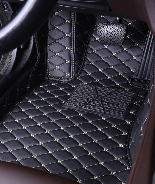Car Floor Mats for 99% Cars, Trucks and SUVs Full Coverage Pads Protection Non-Slip Leather Floor Liners (Black/Red)
