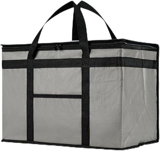 NZ home Insulated Bags for Food Delivery (2XL PRO) Grocery Shopping Cooler Bag, Pizza Delivery, Hot & Cold Catering Tote, Reusable, Foldable & Heavy Duty (Gray)
