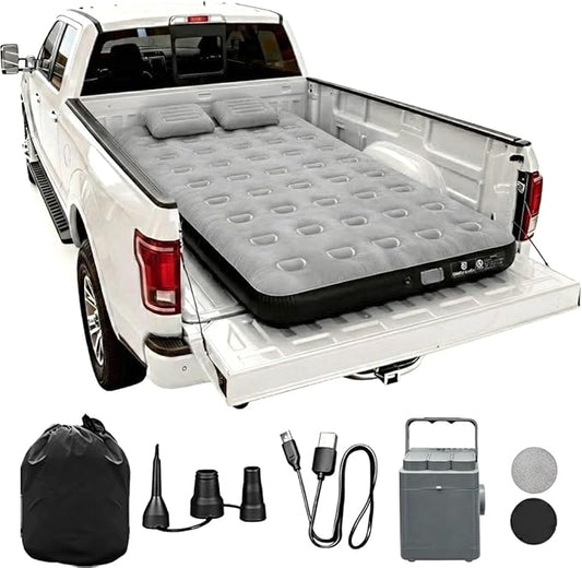 Umbrauto Air Mattress for 5.5-6.5 ft Short Bed Full-Size Trucks, Pickup Truck Airbed Mattress with Wireless Rechargeable Pump for Outdoor Travel