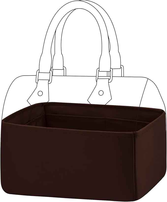 DGAZ Silk Purse Organizer Insert Fits LV Speedy 16/20/25/30/35/45 bags，Silky Smooth Bag Organizer，Luxury Handbag & Tote Shaper（Global Brown，SP20）