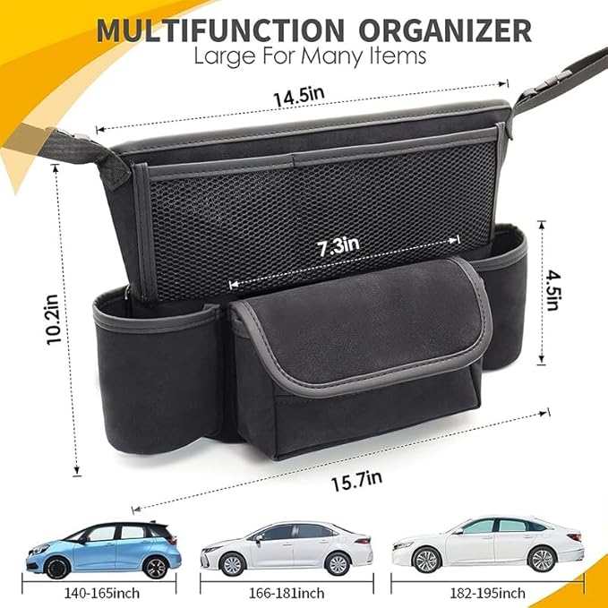 Green Diamond Car Handbag Holder Between Seats Bling Rhinestone Car Storage Bag Large Capacity Purse Phone Automotive Consoles Organizer Safe Barrier of Backseat Pet Kids