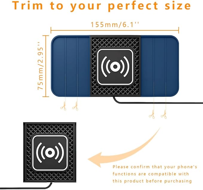 Wireless Charging Pad for Car for Mazda CX-50 2023-2026, DIY Trim-to-Fit Slim Non Slip Fast Charger Car Wireless Charging Pad 30CM Cable,B 30cm USB Plug Cable