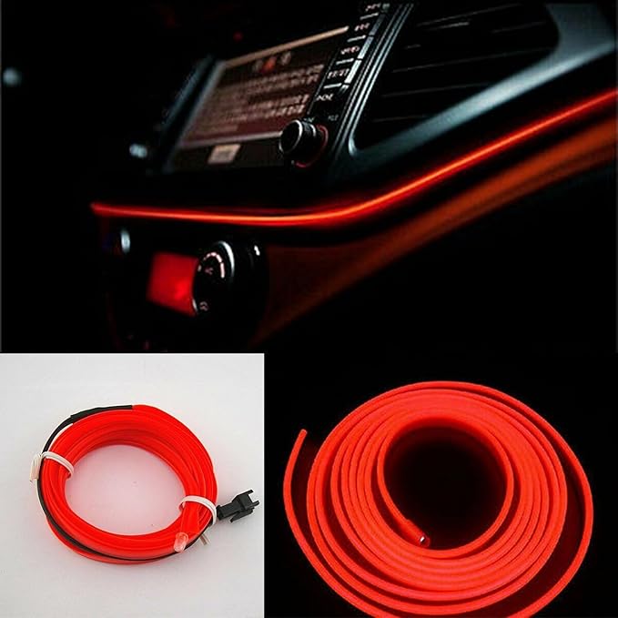 Riloer El Wire Lights for Car, Interior Neon Lights Strip Car LED Strip Light Interior for Car Garden Party Decoration, Car Ambient Lighting Kits, 3m/9.8ft Ice Blue LED
